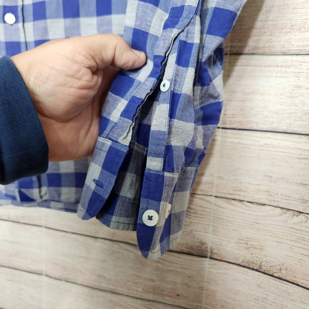 UntuckIt Anderson Long Sleeve Shirt Men's XXL Royal Blue Gray Cotton Linen - Picture 4 of 13